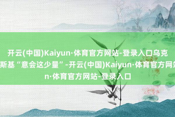 开云(中国)Kaiyun·体育官方网站-登录入口乌克兰总统泽连斯基“意会这少量”-开云(中国)Kaiyun·体育官方网站-登录入口